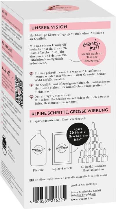 Produktbild we:care2 Kennenlern-Set, Handseife-Granulat, Magnolie-Sandelholz (Handseife Nachfüllpackung, 250 ml)