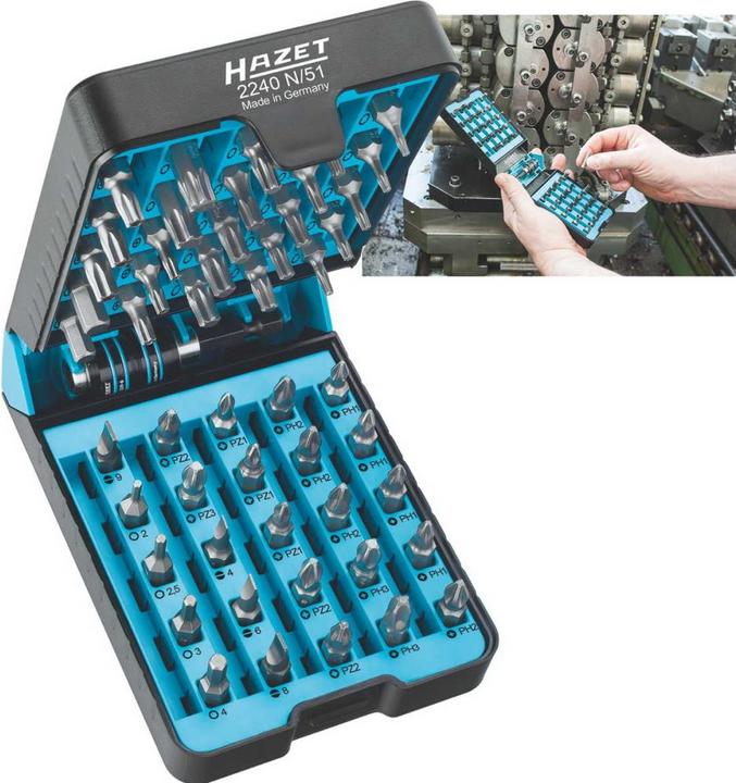 HAZET Jeu d'embouts-tournevis (bits) 2240N/51 ∙ Hexagone massif 6,3 (1/4 pouce) ∙ Profil Pozidriv P… (C 6.3)