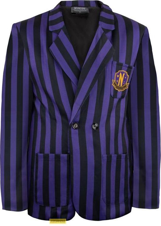 Actual product image Cinereplicas Wednesday Jacket Nevermore Academy Purple Striped Blazer Size L (L)