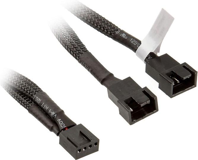 Actual product image Akasa PWM Y Cable sleeved