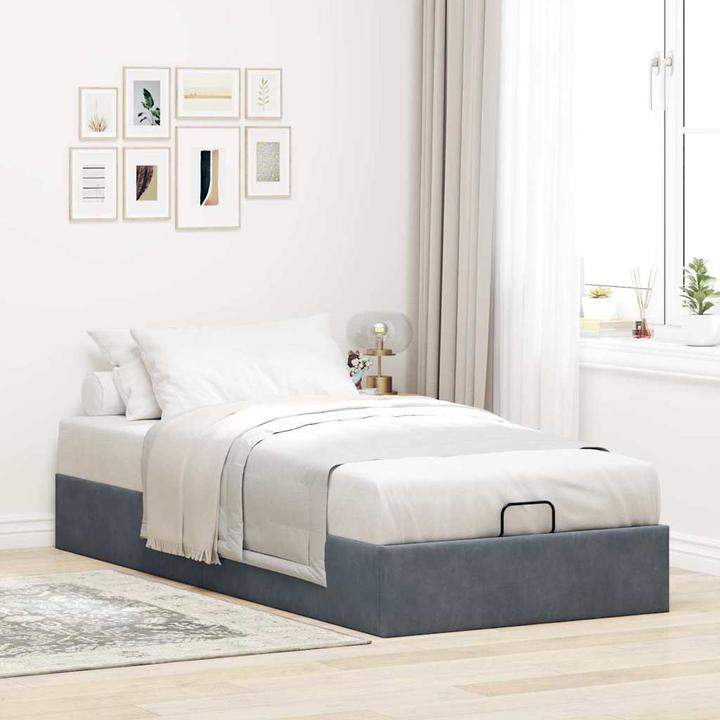Produktbild VidaXL Ottoman-Bett ohne Matratze Dunkelgrau 90x200 cm Samt (90 x 200 cm)