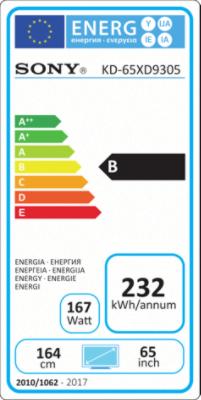 Etichetta energetica Sony Kd-65xd9305 (65", LCD, 4K)