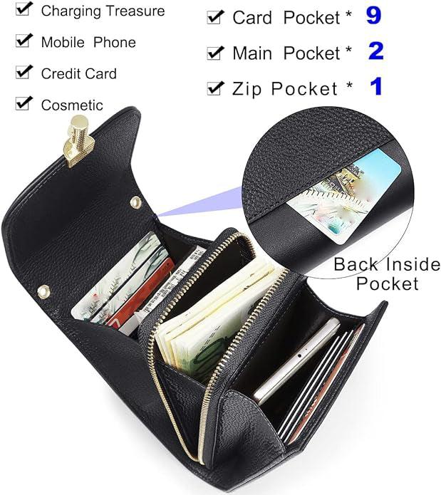 Produktbild Only-Bags.Store Handytasche aus echtem Leder, Umhängetasche, Umhängetasche, 8 Kartenfächer