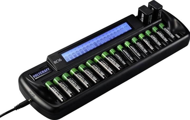 Produktbild Voltcraft Rundzellen-Ladegerät BC16 (1 Stk., 9V Block, AAA, AA, Ladegerät inkl. Akku)