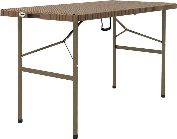 Immagine prodotto Swisshandel24 Tavolo da campeggio pieghevole con aspetto in rattan, per 4 persone, caricabile fino a 50 kg, HDPE
