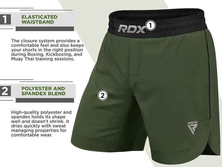 Image du produit Rdx Shorts MMA T15 Vert Armée-S (S)