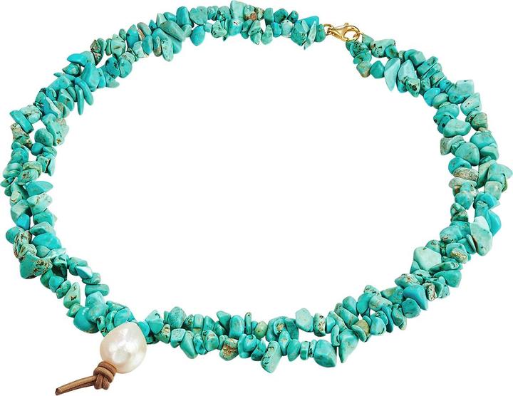 Produktbild Valero Pearls Damen Sterling Silber Türkis (rek.) Süsswasser-Zuchtperle gelbgold 45,0 cm - 28635 (Sterling Silber, 45 cm)