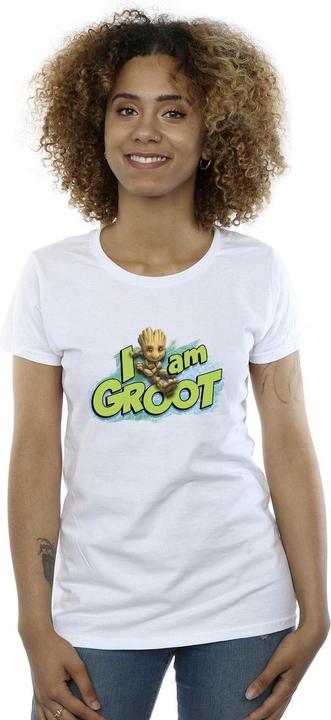 Actual product image Womens/Ladies Guardians Of The Galaxy I Am Groot Jumping Cotton T-Shirt (L)