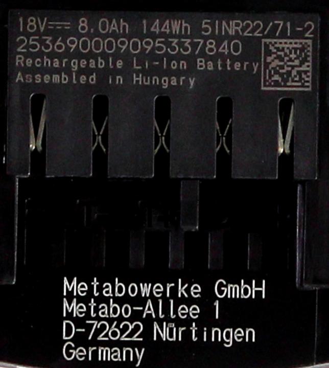 Actual product image Metabo Battery pack (18 V)