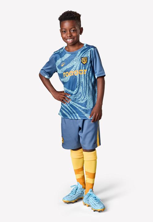 Produktbild Kipsta Kinder Fussball Trikot kurzarm - VIRALTO Kids Roarrr Cheetah blau/grau (5, 6)