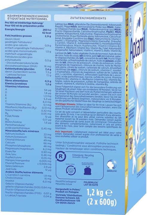 Nährwerte und Zutaten Aptamil Pronutra 18+ (1200 g, ab 18 Monaten)