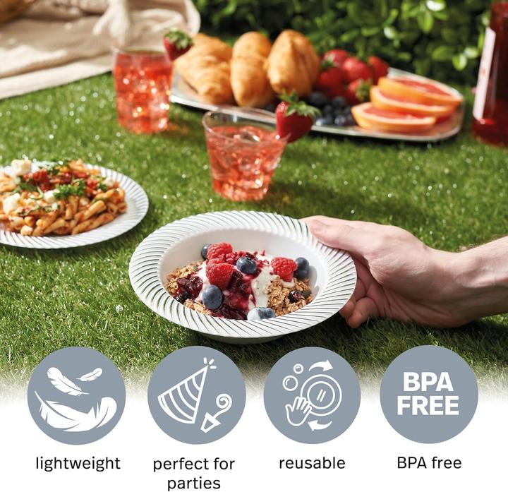 Image du produit Matana Plastikteller mit Silbernem Rand (100 Stück) (100 x)