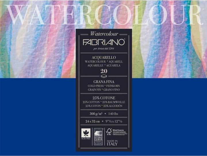 Immagine prodotto Fabriano Blocco di acquerello 24 x 32 cm, 300g/m2, 20 fogli (24 x 32 cm)