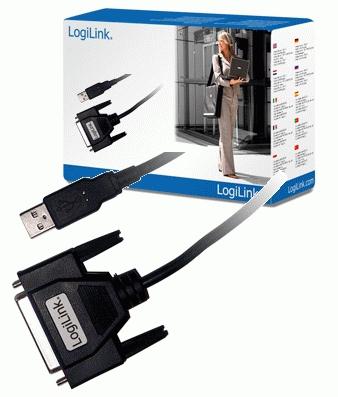 Produktbild LogiLink Adapter USB 2.0 zu D-Sub 25-pin parallel St/Bu 1,8m (1.80 m, Parallel (Drucker))
