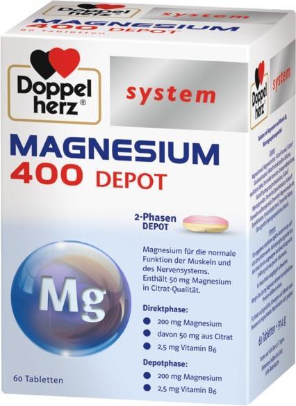 Doppelherz system MAGNESIUM 400 DEPOT, 60 tablets (60 Piece, Pills)
