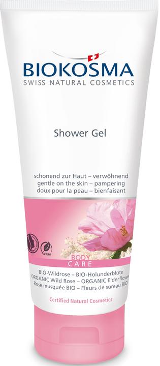 Actual product image Biokosma SHOWER GEL organic wild rose - organic elderflower (200 ml)