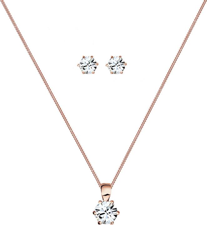 Produktbild Elli Kristall Kette, Kristall Ohrstecker (925 Sterling Silber Rosegold)