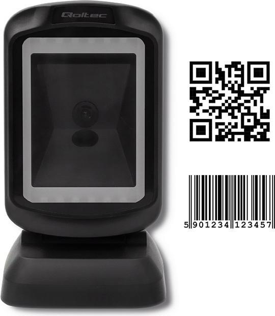 Image du produit Qoltec 50864 Lecteur de code à barres Lecteur de code à barres fixe 1D/2D LED (Codes à barres 1D, Codes à barres 2D)