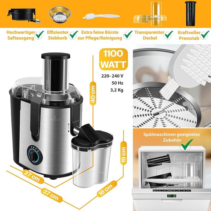 Actual product image Kesser Juicer for fruit and vegetables (silver/black)
