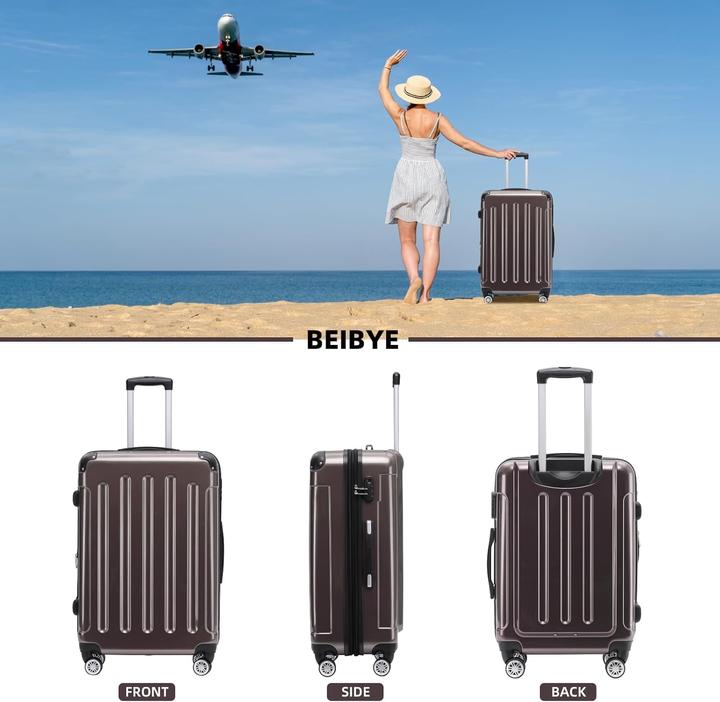 Immagine prodotto Beibye 3-tlg. Hartschalenkoffer-Set (Bagaglio a mano (fino a 50 litri), M (50 - 90l), L (90 - 115l))
