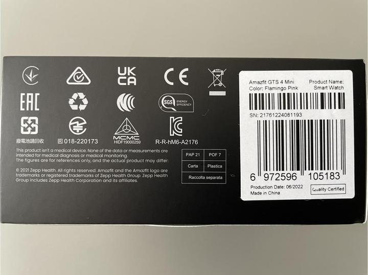 Immagine prodotto Amazfit GTS 4 mini A2176 (Bianco Luna) (41.90 mm)
