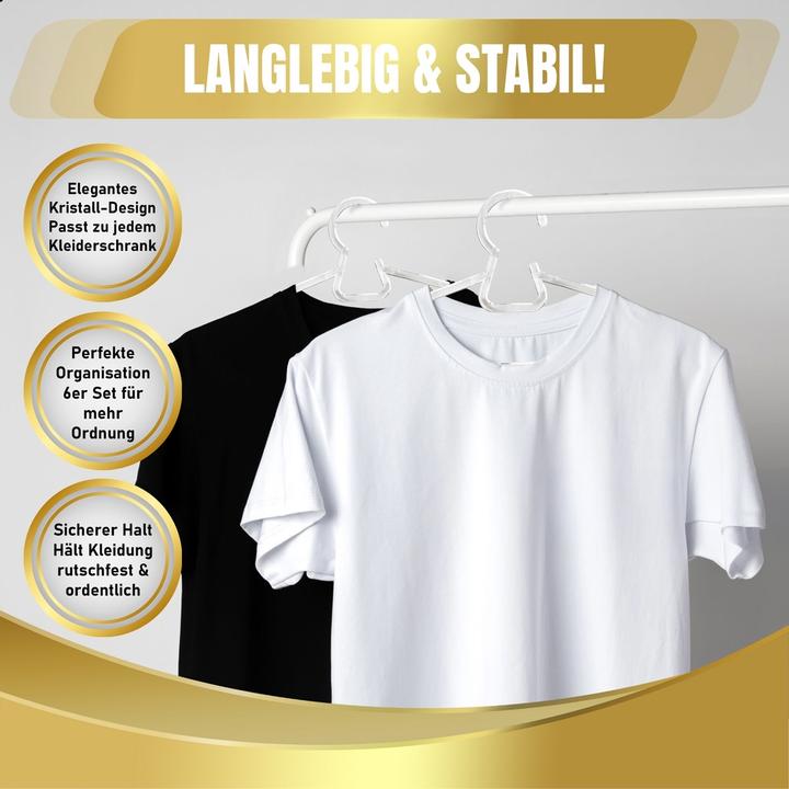 Immagine prodotto DecoBella Set di 6 appendiabiti in plastica - Trasparente, robusto e salvaspazio (6 x)