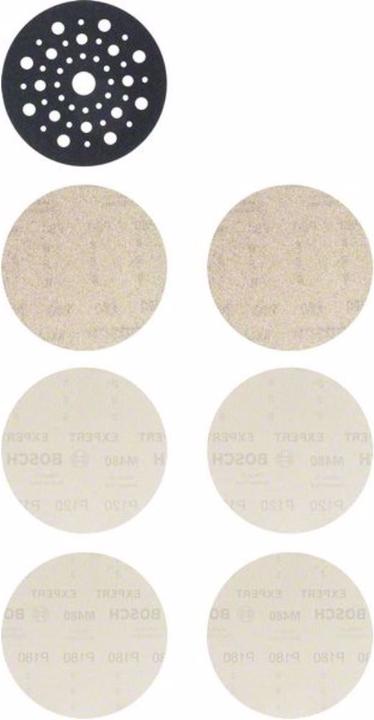 Bosch Professional Zubehör EXPERT M480 Starter-Set für Exzenterschleifer, 125 mm, 7-tlg. (80, 120, 180)