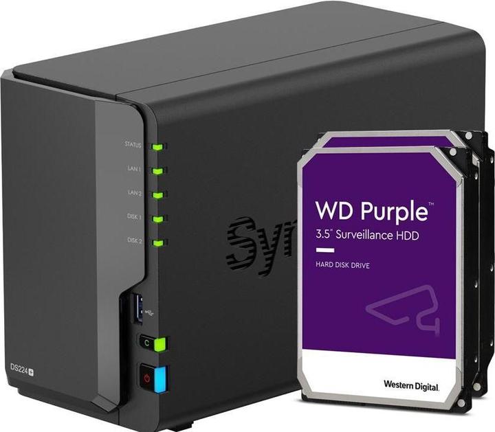 Synology DS224+ (2 x 4 TB, WD Purple)