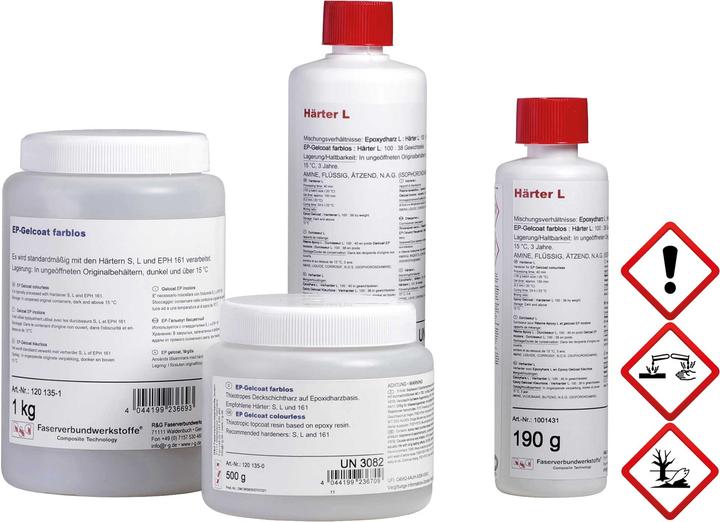 Produktbild R&G ep-gelcoat farblos + härter l (40 min) packung/ 1,38 kg