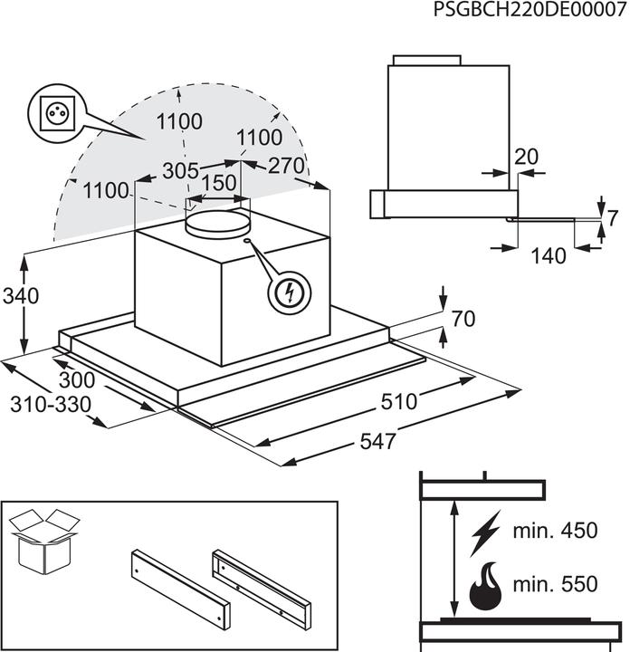 Nutritional values and ingredients Electrolux DAGL5542VI (Flat-screen hood)