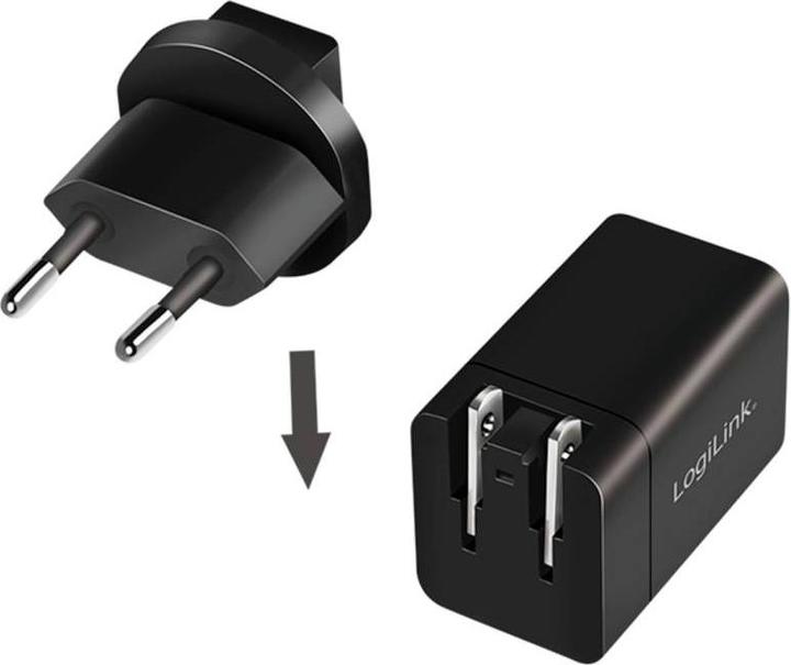 Actual product image LogiLink USB socket travel adapter, 1x USB-A, 1x USB-C, GaN technology, 30 W (30 W)