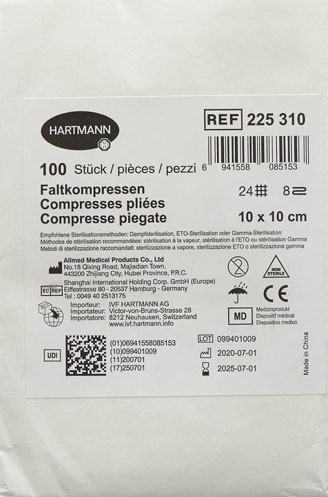 Produktbild IVF Hartmann Faltkompresse Typ 24 10x10cm 8 fach