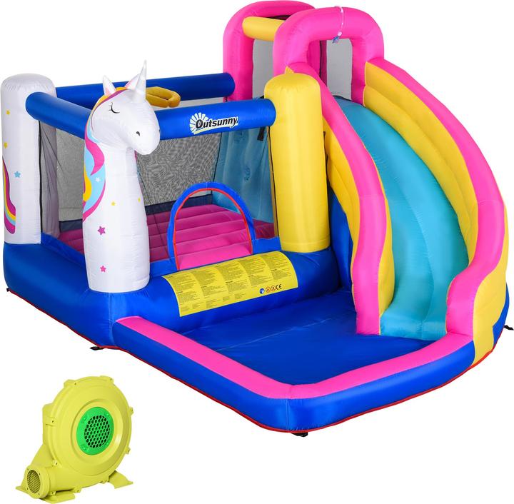 Produktbild Outsunny Kinderhüpfburg mit Rutsche und Pool