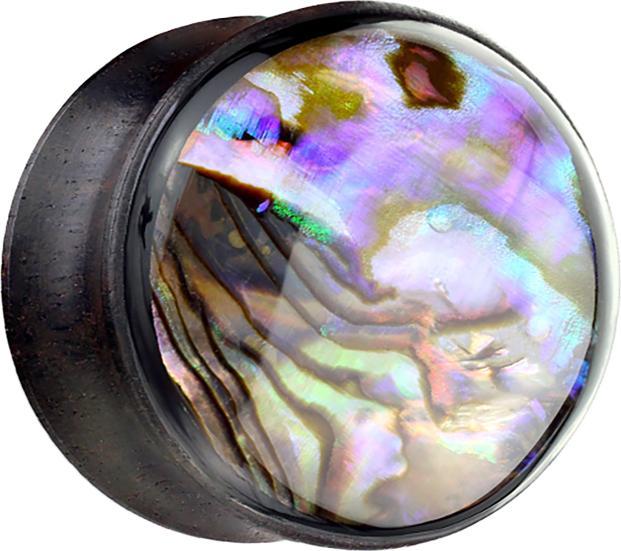 Actual product image Star Piercing Ebony Flared Plug with Mother of Pearl (without brass, Organic)
