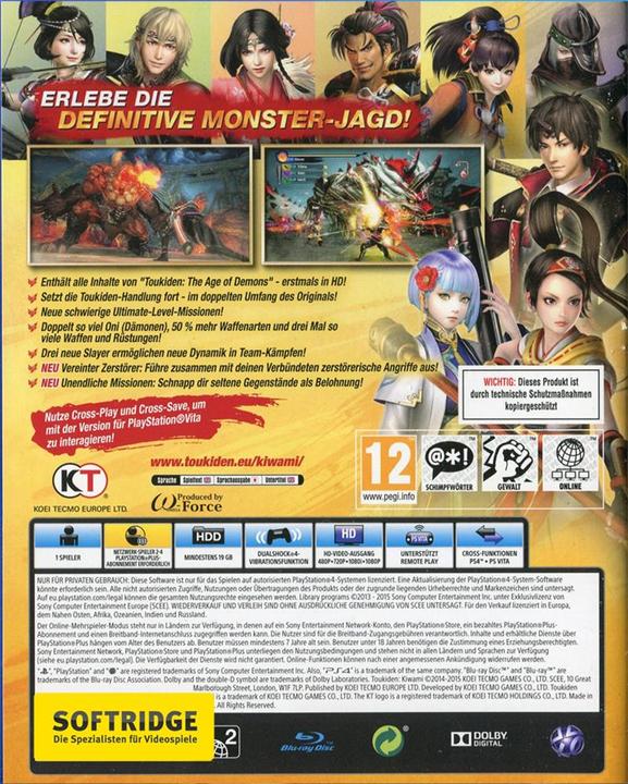 Actual product image Koei Tecmo Toukiden Kiwami PS4 (PS4, EN)