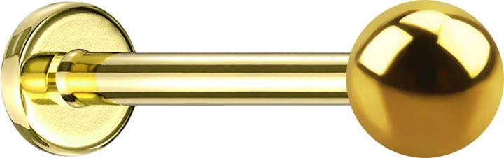 Star Piercing Micro Labret Innengewinde vergoldet mit Kugel (ohne Messing, Titan G23)