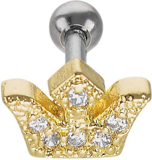 Actual product image Bijouteria Ear piercing (Surgical steel 316L, Crystal, PVD coating (gold coloured))