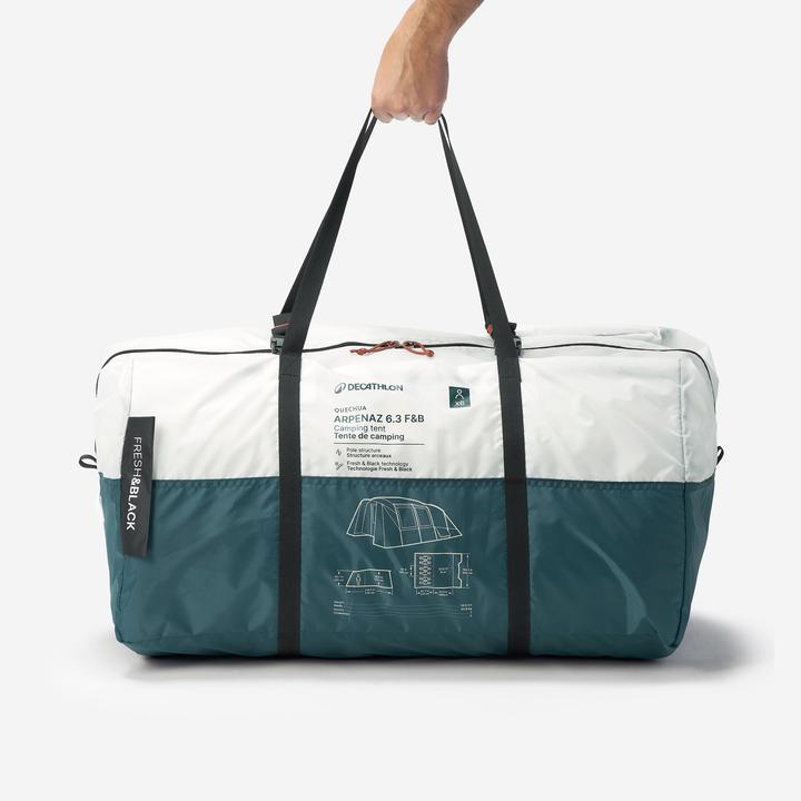 Actual product image Quechua Familienzelt Stangenaufbau - Arpenaz 6.3 F&B 6 Personen 3 Kabinen (25.75 kg, 6 persons)