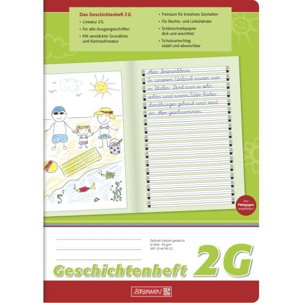 Produktbild Geschichtenheft Lineatur 2G liniert DIN A4 ohne Rand, 16 Blatt (A4, Liniert)