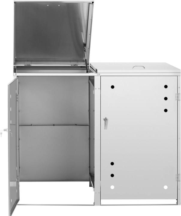 Produktbild Ulsonix Mülltonnenbox Edelstahl Mülltonnenverkleidung Mülleimerbox 2 x 240 l Schloss (480 l)