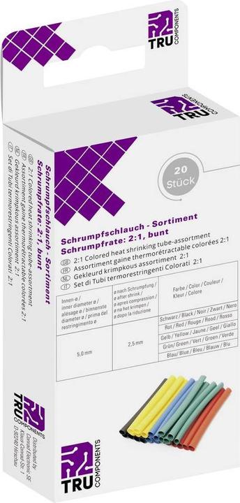 Produktbild Tru Components 8435112 Schrumpfschlauch ohne Kleber Schwarz Rot Gelb Gruen Blau 4 (20 x)
