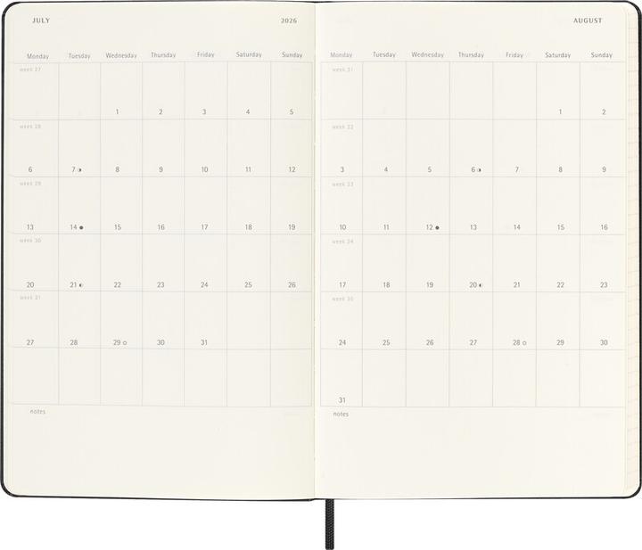 Actual product image Moleskine Schüleragenda Hard Cover Weekly Horizontal (13 x 21 cm, English)