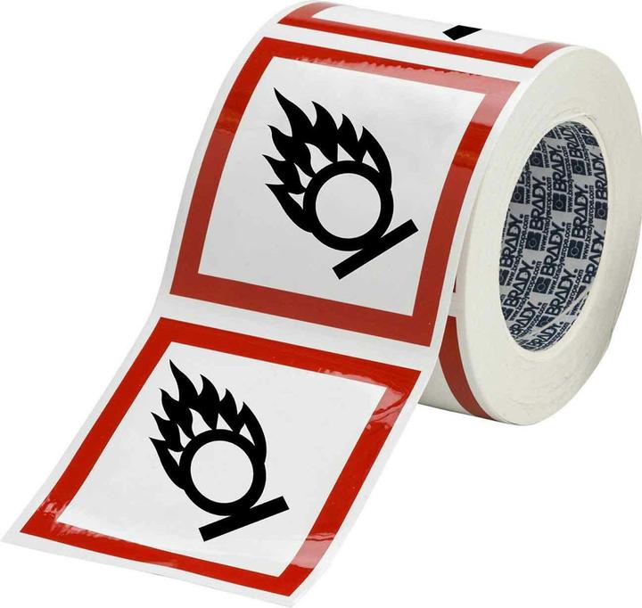 Produktbild Brady PIC 1803-100*100-B7541-RLL, GHS-Symbole - Brandfördernd, Polyester laminiert, Rot & Schwarz