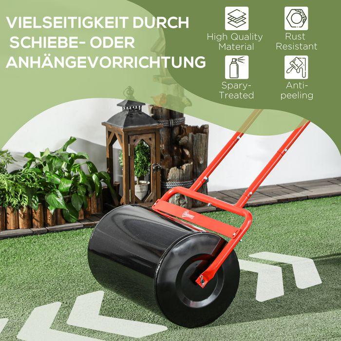 Produktbild Swisshandel24 Rasenwalze 50cm Breite, Gartenwalze befüllbar mit 38L Wasser/ 62 kg Sand, Rot