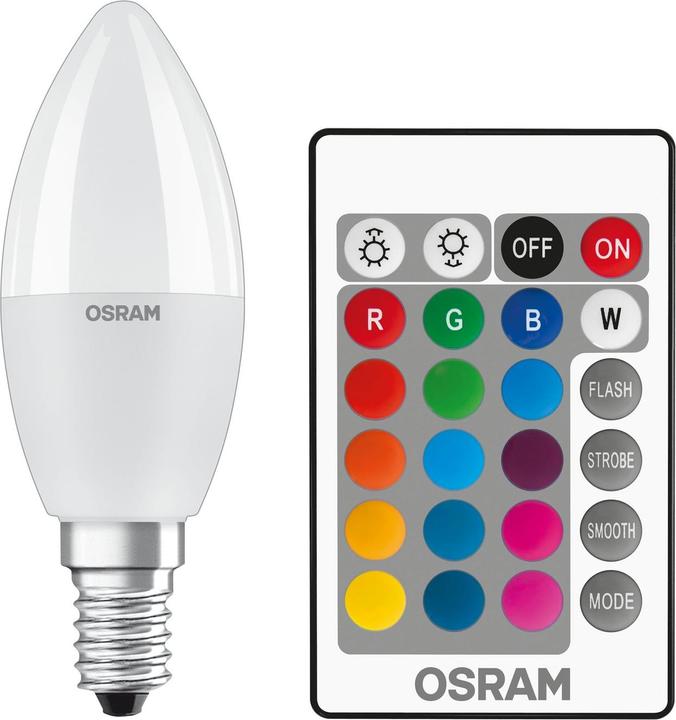 Actual product image Osram Led Retrofit Rgbw Lamps With Remote Control (E14, 40 W, 470 lm, 1 x, F)