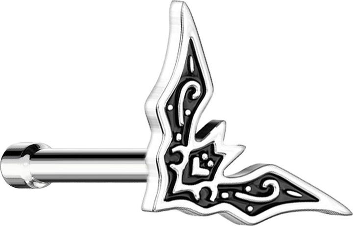 Star Piercing Nasenstecker gerade silber Fledermaus (Messing, Chirurgenstahl 316L)