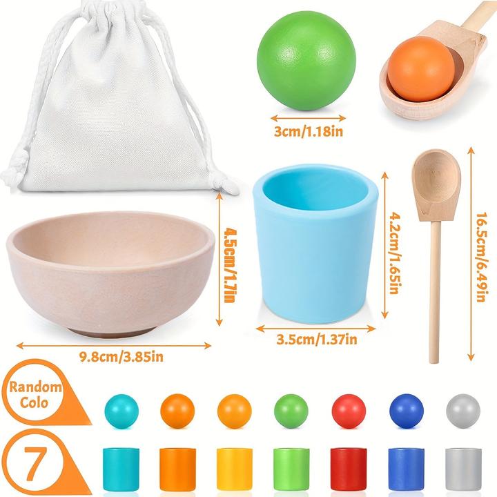 Produktbild Activity Board Hölzerne Regenbogen Ball Farbe Matching Spielzeug, Sortieren Spiel Spielzeug, Farbe Matching und