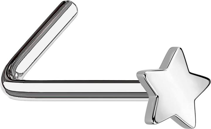 Produktbild Star Piercing Nasenstecker gewinkelt silber mit Stern (Titan G23, ohne Messing)