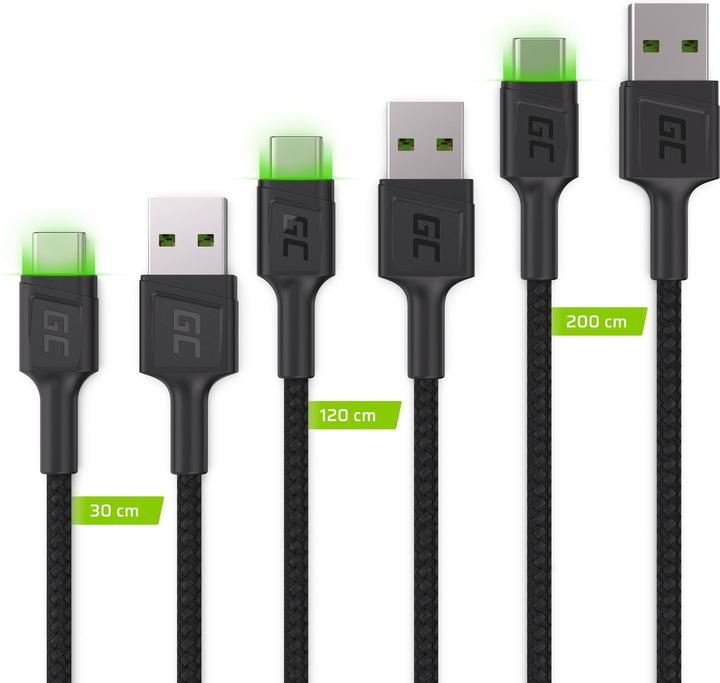 Produktbild GreenCell Set 3x GC Ray USB-C-Kabel 30 cm (2 m, USB 3.0)