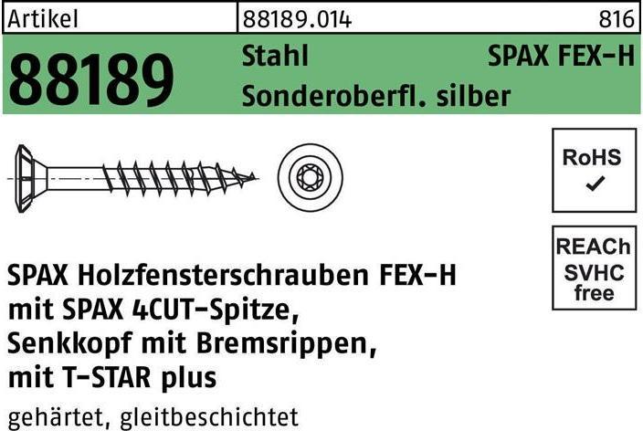 Image du produit Spax Vis pour vitrage FEX-H 4,0x35mm TX15 TG Wirox (1000 Vis par pièce)